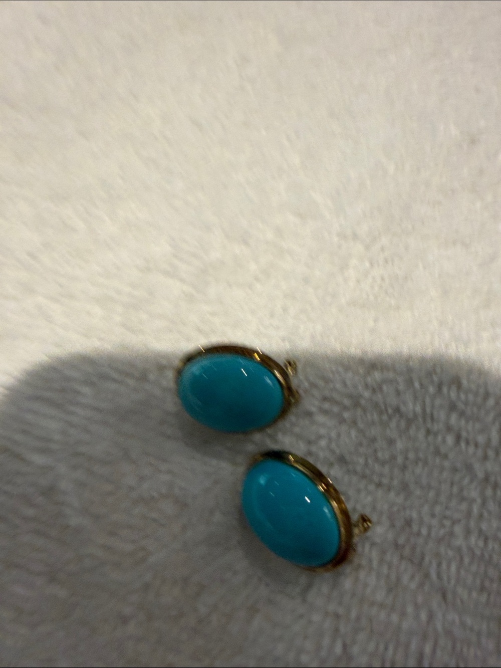 14 karat yellow, gold, blue turquoise earrings - Picture 14 of 14